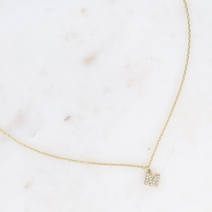 Collier - initial abc avec oxydes de zirconium