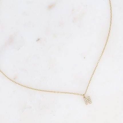 Collier - initial abc avec oxydes de zirconium