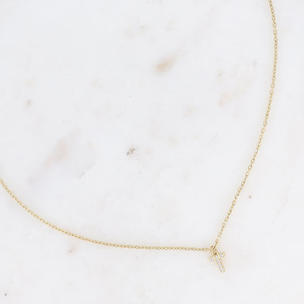 Collier - initial abc avec oxydes de zirconium