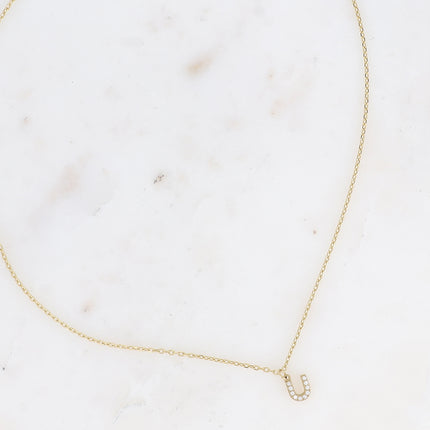 Collier - initial abc avec oxydes de zirconium