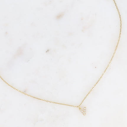 Collier - initial abc avec oxydes de zirconium