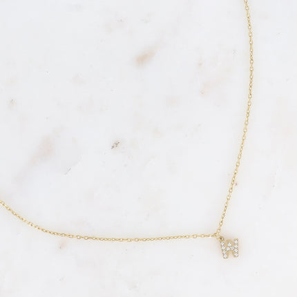 Collier - initial abc avec oxydes de zirconium