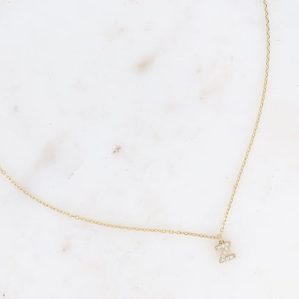 Collier - initial abc avec oxydes de zirconium