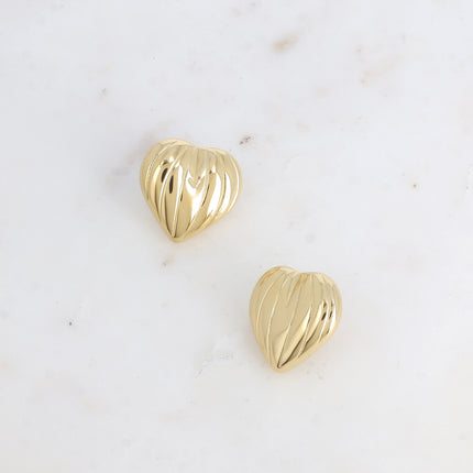 Chip earrings - large ribbed heart
