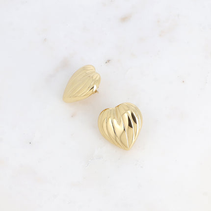 Chip earrings - large ribbed heart