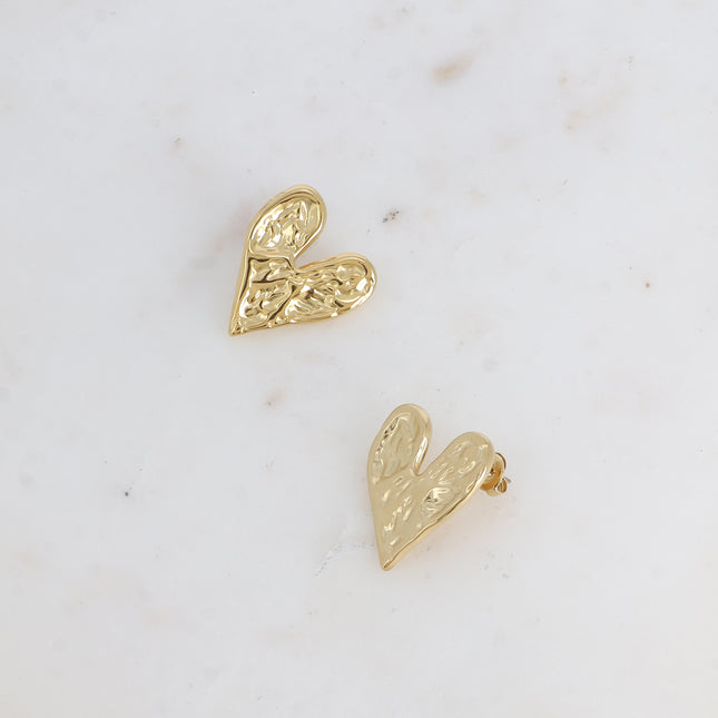 Boucles puces - coeur plat martelé