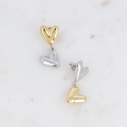 Boucles pendantes - 2 coeurs