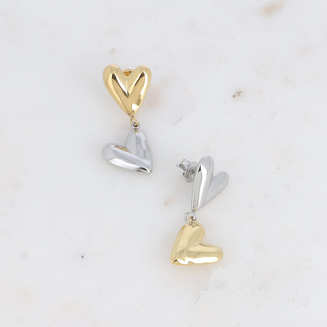 Boucles pendantes - 2 coeurs