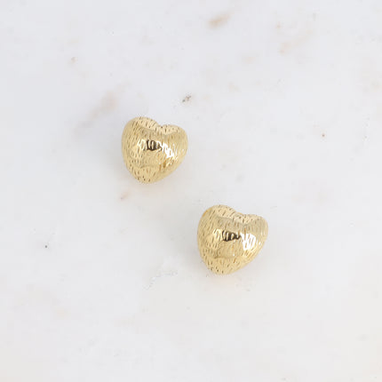 Boucles puces - coeur bombé, lignes striées