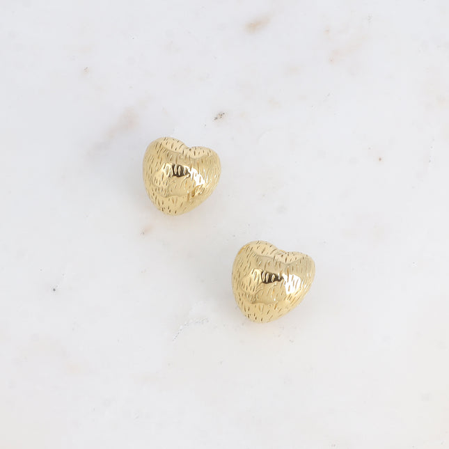 Boucles puces - coeur bombé, lignes striées