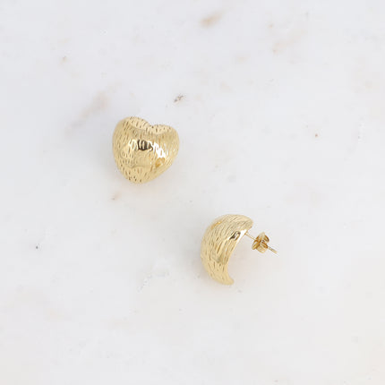 Boucles puces - coeur bombé, lignes striées