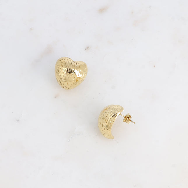 Boucles puces - coeur bombé, lignes striées