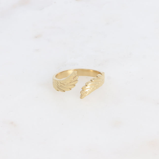 Open ring - two textured wings