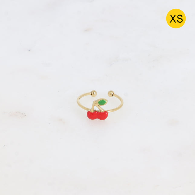 Bague fine XS - cerise en émail