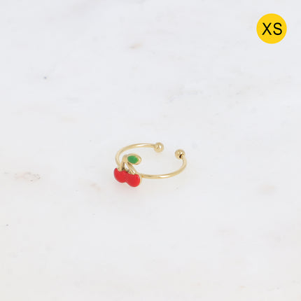 Bague fine XS - cerise en émail
