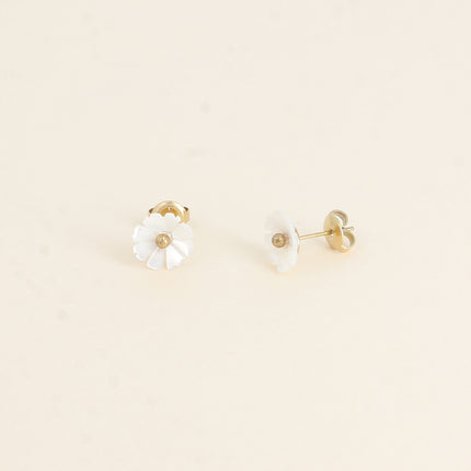 Boucles puces - petite fleur nacrée