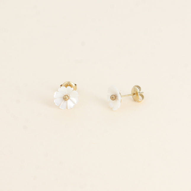 Boucles puces - petite fleur nacrée
