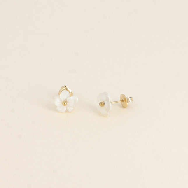 Boucles puces - petite fleur nacrée