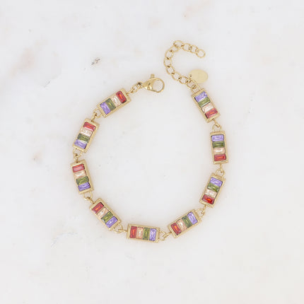 Bracelet - maillons rectangulaires avec cristaux