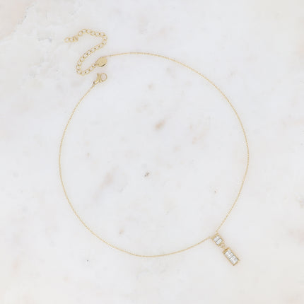 Collier - pendentif rectangulaire avec cristaux