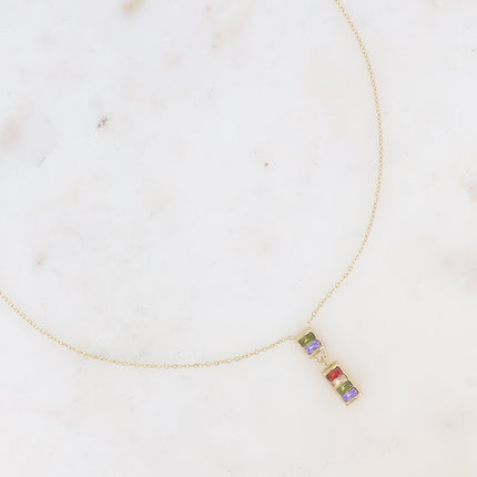 Collier - pendentif rectangulaire avec cristaux