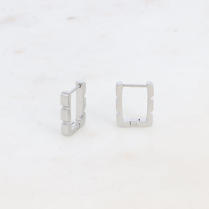 Créoles - anneau rectangulaire, 2 lignes striées
