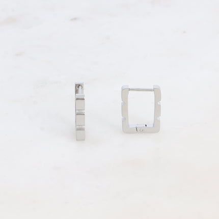 Créoles - anneau rectangulaire, 2 lignes striées