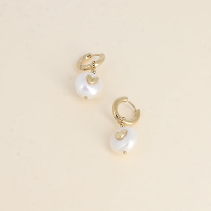 Coralia Creole Earrings - Freshwater Pearl and Heart