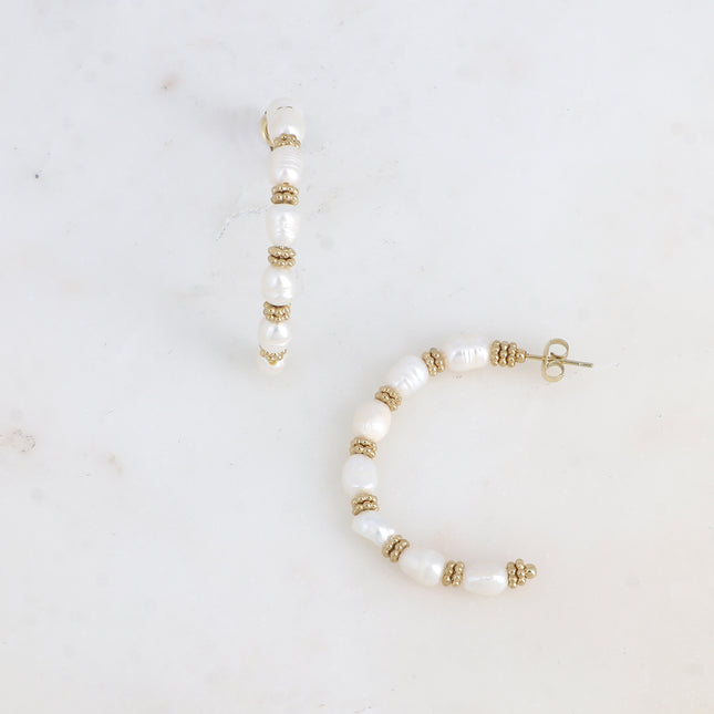 Isaline Creole Earrings - Natural Stones