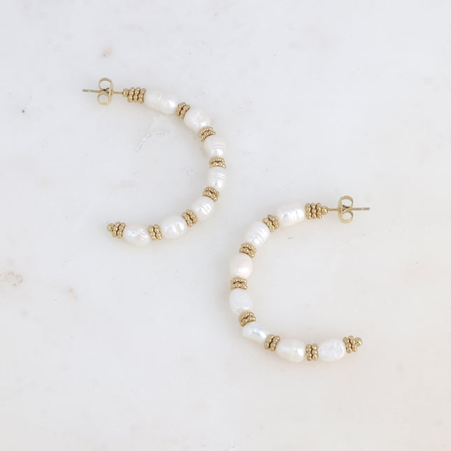Isaline Creole Earrings - Natural Stones