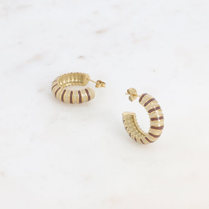 Hoop earrings - wide grooved and enameled ring 25mm