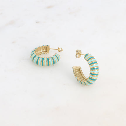 Hoop earrings - wide grooved and enameled ring 25mm