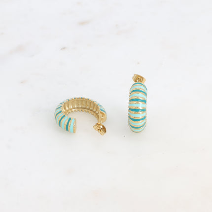 Hoop earrings - wide grooved and enameled ring 25mm