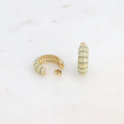 Hoop earrings - wide grooved and enameled ring 25mm