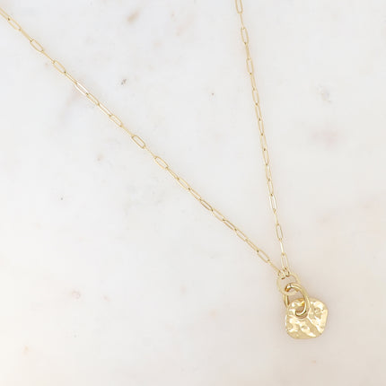 Collier Edmée - pendentif anneaux et carré martelé