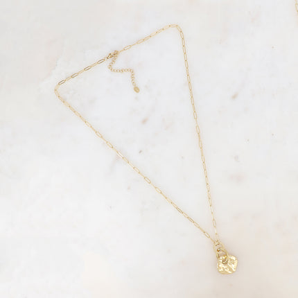 Collier Edmée - pendentif anneaux et carré martelé