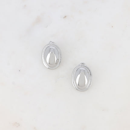 Stud earrings - small oval domed piece and mirror