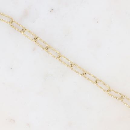 Bracelet - maille ovale diamantée et perle d'eau douce