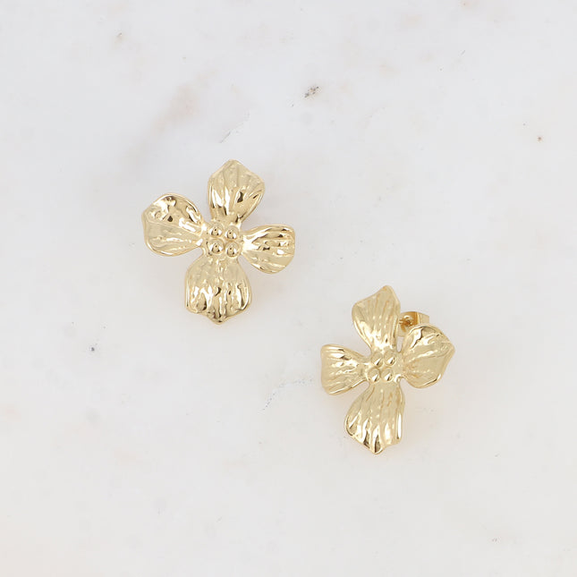 Boucles puces Adèle - fleur texturée 30mm
