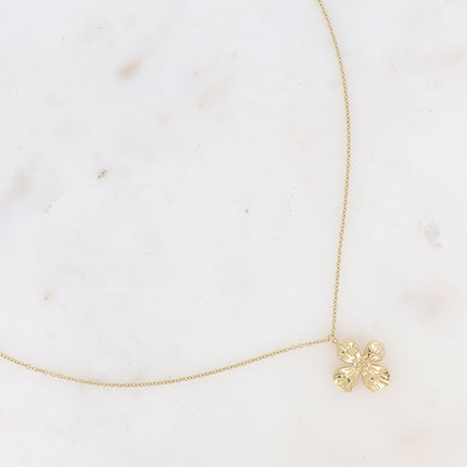 Collier Adèle - pendentif fleur texturée