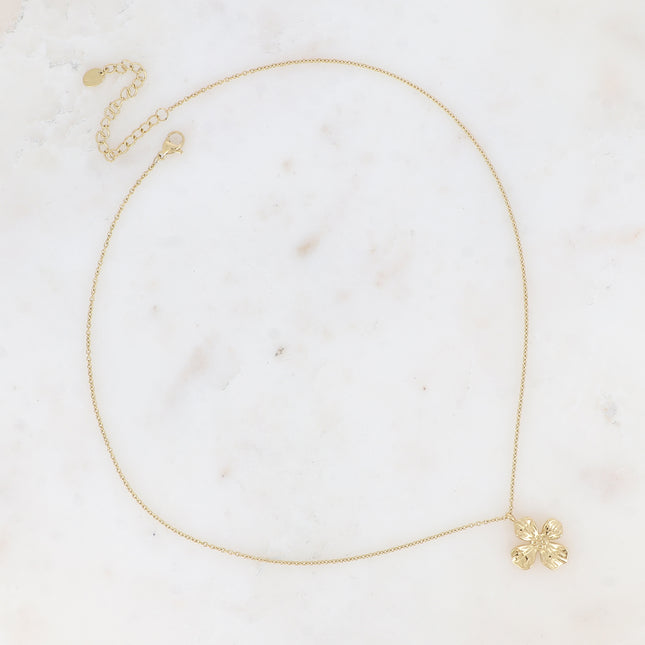 Collier Adèle - pendentif fleur texturée