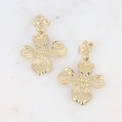 Dangle earrings - double textured flower