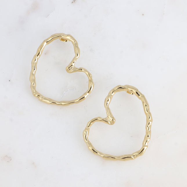 Boucles puces Athenie - gros coeur ajouré et texturé