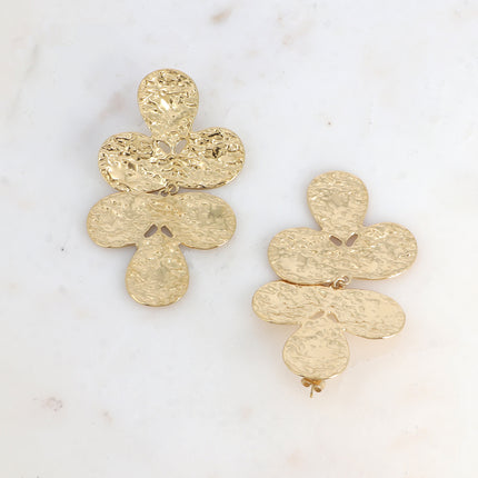 Dangle earrings - 2 textured three-leaf clovers