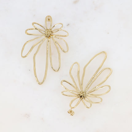 Stud earrings - large piece with an openwork foliage design