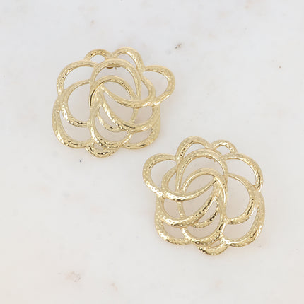 Stud earrings - openwork rose-shaped piece