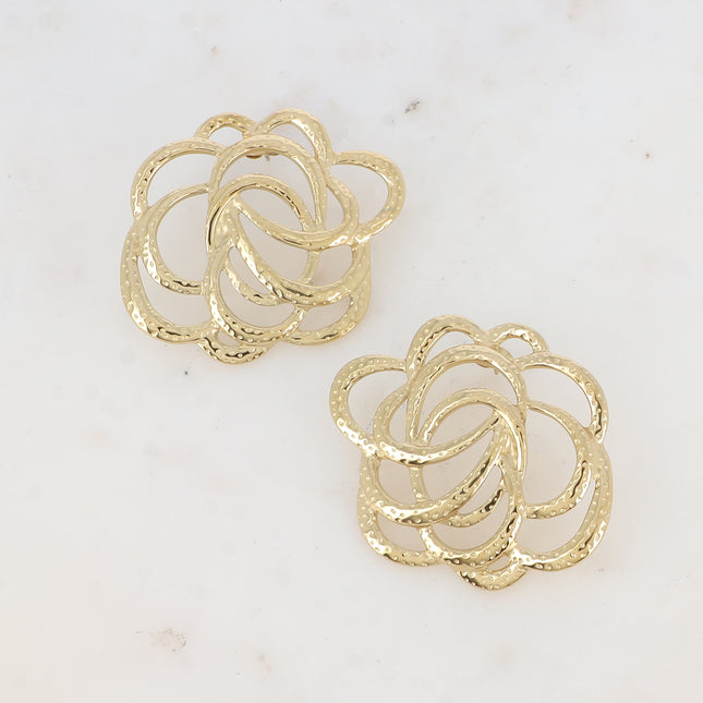 Boucles puces - pièce en forme de rose ajourée