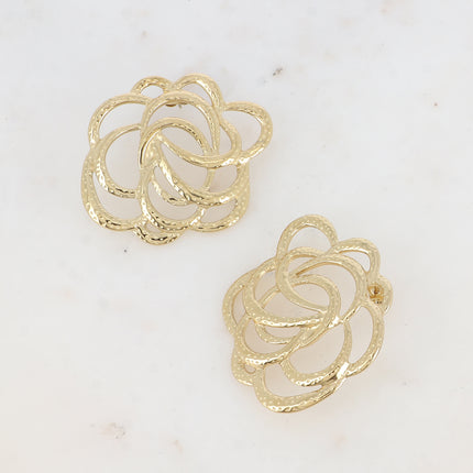 Stud earrings - openwork rose-shaped piece
