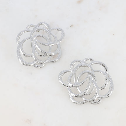 Stud earrings - openwork rose-shaped piece