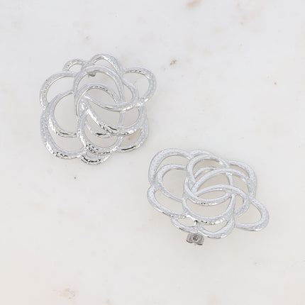 Stud earrings - openwork rose-shaped piece